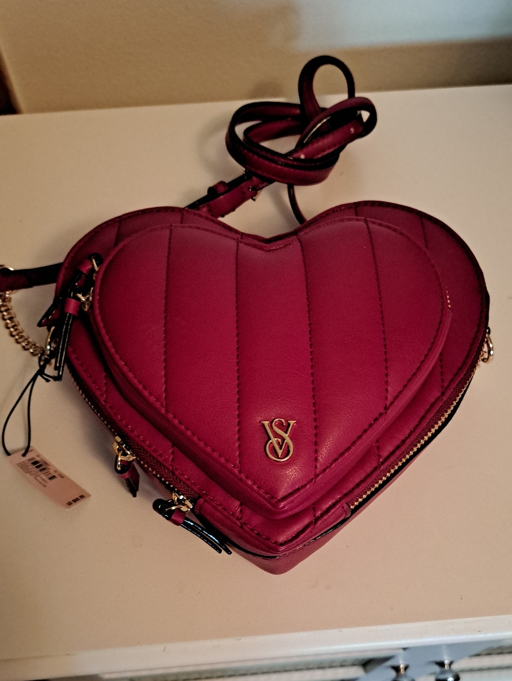 Victoria's Secret Heart-Shaped Crossbody in Deep Burgundy